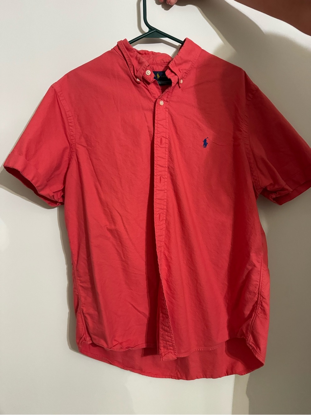 Ralph Lauren Coral-Red Short-Sleeve Button-Down Shirt